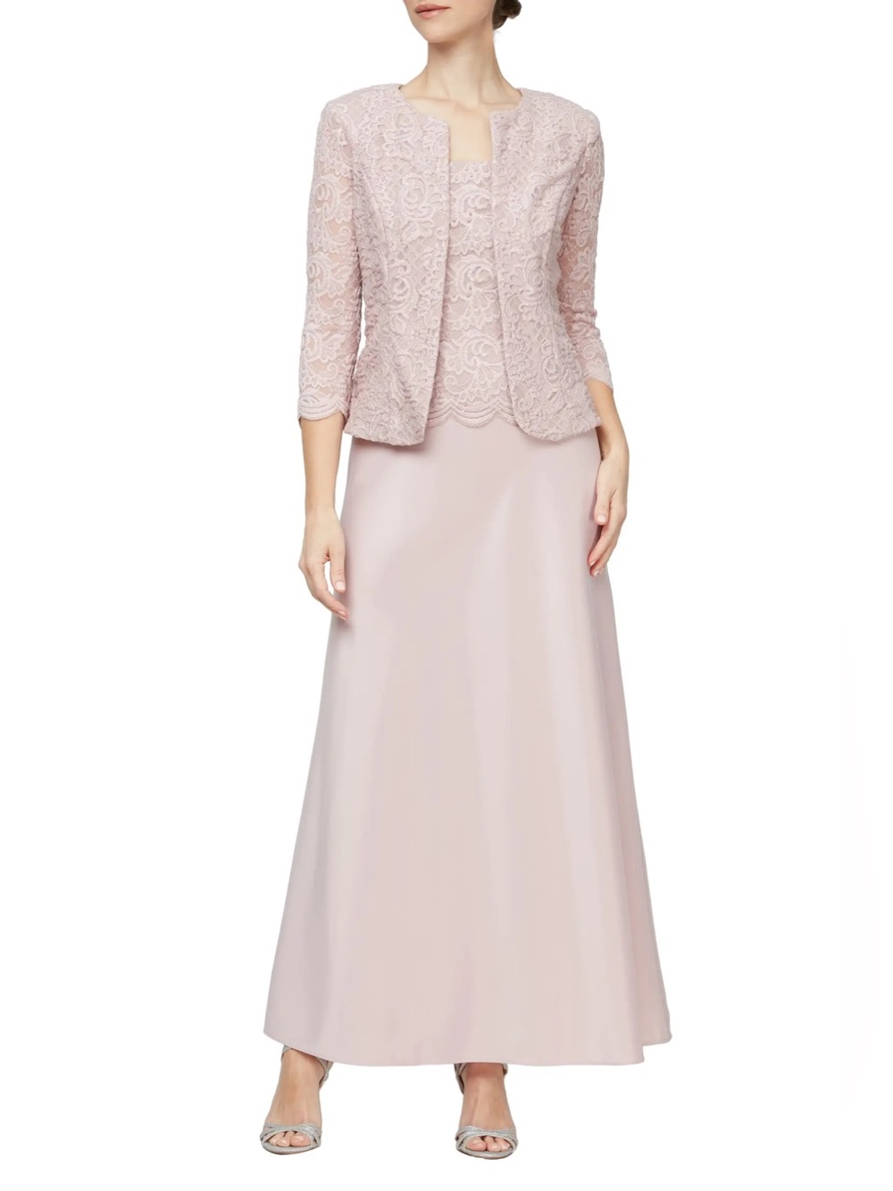 Alex Evenings Embroidered Lace Mock Two Piece With Jacket